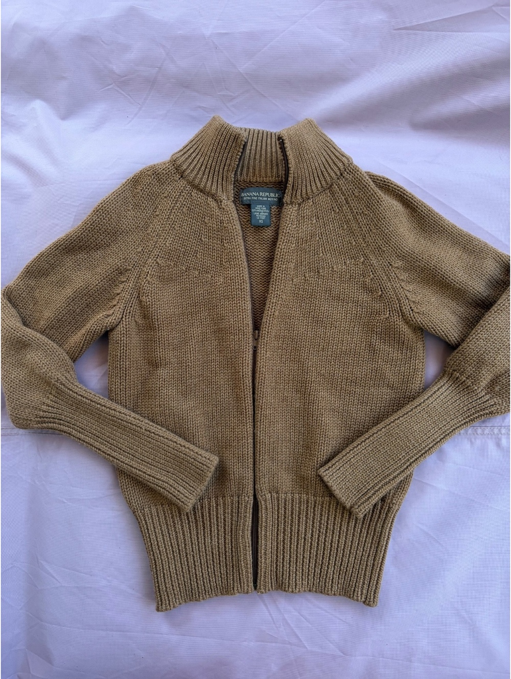 Women’s Banana Republic Extra Fine Italian 100% Merino Wool Zip-Up Sweater XS